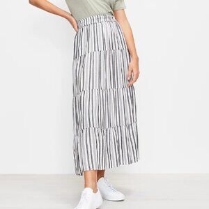 NWT - LOFT - Striped Tiered Pull On Maxi Skirt - Large